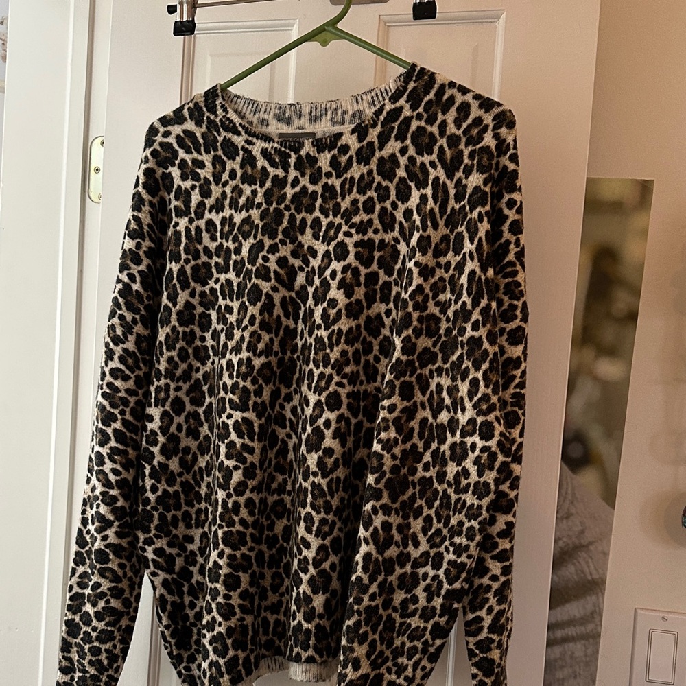 Vince Camuto Black and Cream Animal Print Sweater